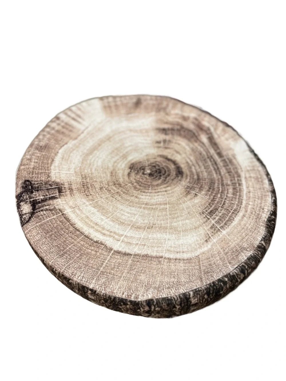 Rustic Wood-Print Round Seat Cushion - Brown & Tan 14” Round